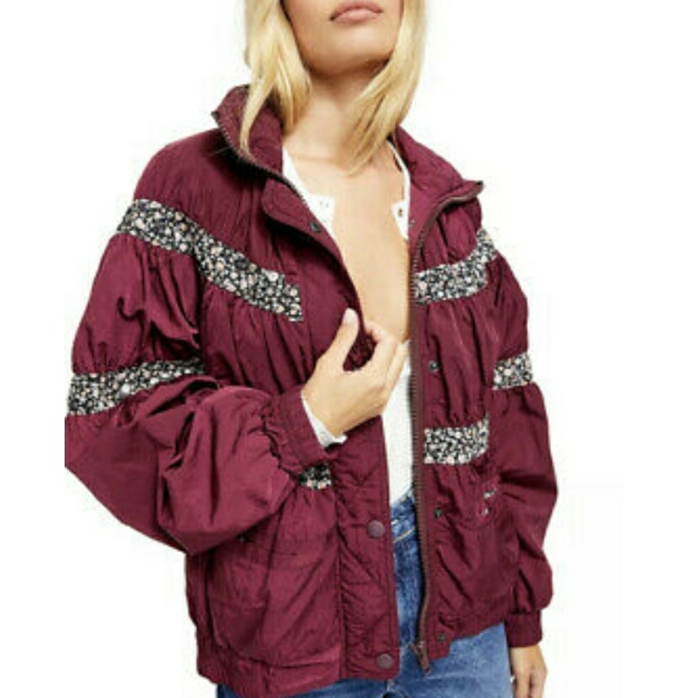 FREE PEOPLE ON MY MIND CONSTRAST BOMBER JACKET